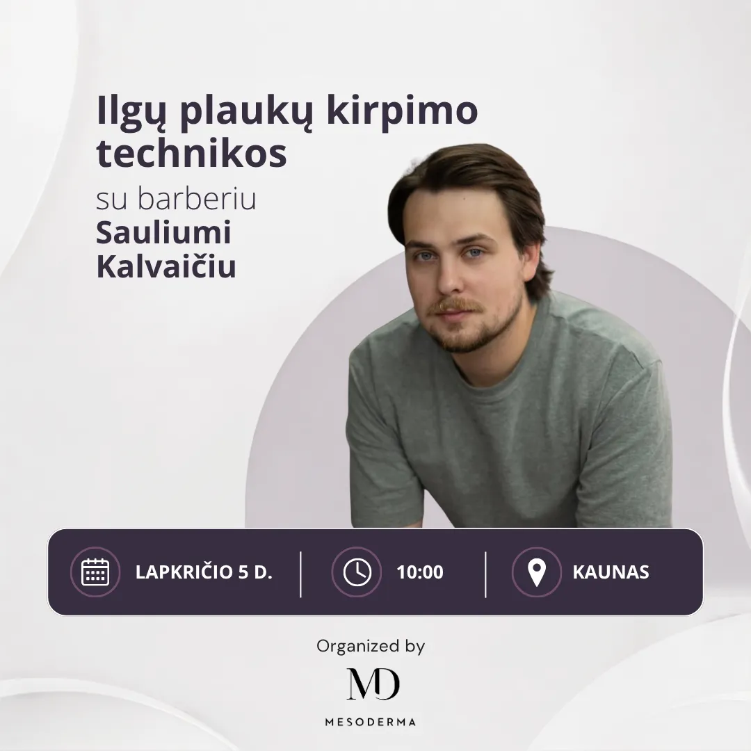 Ilgų plaukų kirpimo technikos su barberiu Sauliumi Kaune